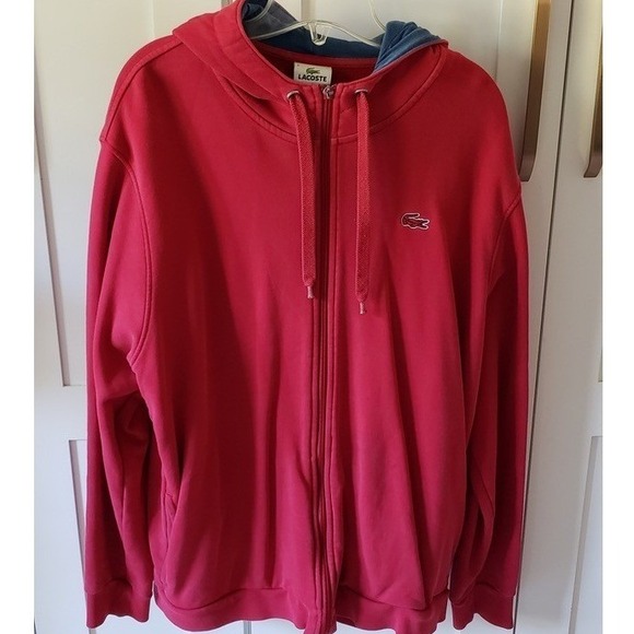 Lacoste Other - Lacoste Hoodie Mens 8 Red Full Zip Sweatshirt Jacket Y2K Casual Streetwear